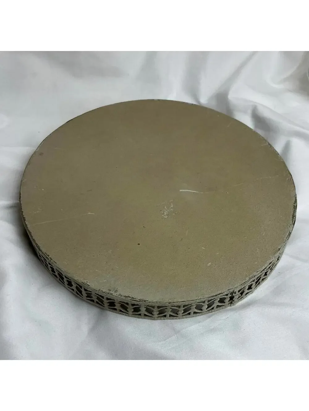 10” Vintage Vanity Antique Lattice Edge Gray Mirror Tray